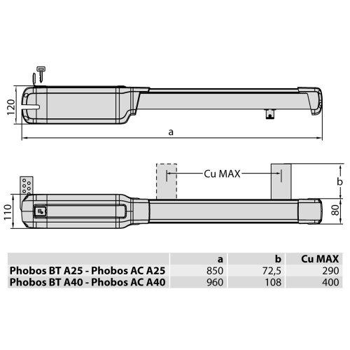 PHOBOS BT A40 - Long 4m Stroke Twin Kit (24v) - Bft Automation UK’